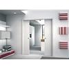 PORTE ITALIANE Porta scorrevole a scomparsa interno muro a doppia anta in laminato Noce Nazionale Finitura Bronzo