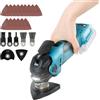 JOJOCY Multiutensile oscillante senza fili per batteria Makita 18-20V, strumento a motore brushless da 300W a 5 velocità variabile per raschiare, levigare, tagliare legno (per batteria MK)