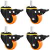 LLPEIJIE026 4 Pcs 2 Pollice Rotelle Girevoli M8/M10/M12 Barra Filettata Ruota In Poliuretan Ruote Per Mobili Ruote Di Industriali,Con Freno,Silenzioso, Per Mobili e Attrezzature Industriali (Arancia)(M10)