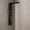 OGOMONDO Colonna Pannello Doccia Nero Satinato 4 Funzioni York-1 Black Display Controllo Temperatura Cascata Getto 6 Idrogetti Lombari Doccetta con Flessibile