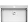 EVHOC Lavello Sopratop 85 x 51 cm, 1 Vasca per Cucina, Lavandino in Acciaio Inox Vasca Unica con Finitura Satinata, Fascia Forata per Miscelatore, Made in Italy, DEUS XXL