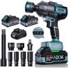 CXHLXYR 1600 Nm 1/2 Brushless avvitatore a urto con batterie 4,0 Ah 21 V, 4 boccole a shock, 21 V per auto e casa (blu-C, 1600 Nm)