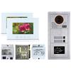 FP-TECH VIDEOCITOFONO 2 FILI 1 2 3 4 MONITOR LCD TOUCH FAMILIARE BIFAMILIARE CONDOMINIALE TELECAMERA (Kit Bifamiliare Completo Bianco)