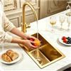 HZKSINNK Lavelli Da Cucina, Lavello Singolo Golden Bar, Lavello Quadrato In Acciaio Inox Dorato Per Cucina/lavelli Da Bagno, Lavello Nano/Prep Con Kit Di Scarico, Facile Da Pulire, Da Incasso Sottotop