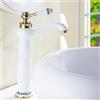ZYCDP Miscelatore Lavabo Miscelatore Monocomando per Lavandino Lavabo Rubinetto Bagno Lavabo Bianco e Oro Miscelatore Bagno Ottone, Alto