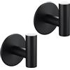 Tecmolog 2 Pezzi Gancio Accappatoio Adesivo Acciaio Inox Porta Salviette Bagno da Parete Nero, SBH235B-2