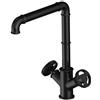 WRISCG Rubinetto Lavabo Bagno Vintage Alberghi Steampunk industria stile, Anticato creativo personalità ingegneria Decorazione rubinetto, Nero ottone Bagno Rubinetto, con Tre Fori e Due Maniglie