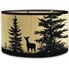 Morbuy Paralume a Tamburo E27 in Bambù, Stampa foresta cervo Paralume Sostituibile per Lampada da Tavolo, Lampadario, Lampada da Terra, Lampada Accessorio, Decorazioni per Casa (Beige)