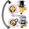 C/H 2/3/4/5-Way Brass Shower Diverter Valve with Ceramic Cartridge, G1/2 Chrome Plated Mixer Tap for Overhead Rain Shower Handheld Jet Spray, Anti-Scale Solid Brass Bathroom Splitter