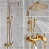 JINPRDAMZ Sistema doccia a pioggia (oro), set doccia a pioggia, doccetta e rubinetto, asta doccia regolabile in altezza (80-120 cm)