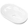 doporro Lavabo da Appoggio, Lavandino Bagno 54x34x10.5cm, Lavabo Ovale da Minerale Fuso Colossum808, Biano Lucido