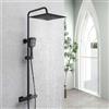 OCEAN ITALY SRL OCEAN ITALY Kit Doccia con Soffione 30x30cm in Acciaio Inox, Colonna Doccia con Miscelatore Termostatico 280x40mm, Saliscendi Regolabile 73-120cm, Nero opaco
