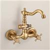 XSDSM Rubinetto A Parete con Attacco Lavatrice Rubinetto Bagno Lavabo Acqua Calda E Fredda In Ottone Doppio Foro Doppia Maniglia,Antico
