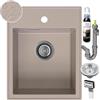 empiria SINK QUALITY SINK QUALITY Lavello Beige 40x50 cm in granito beige con sifone e impregnazione, lavello senza scolapiatti, piccolo lavello per cucina per armadi bassi a partire da 40 cm di larghezza