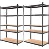 ECD Germany Set di 2 Scaffali in Metallo per Officina Carichi Pesanti 200 x 100 x 60 cm Verniciato a Polvere Antracite 5 Ripiani in MDF Carico Massimo 875 kg Scaffalatura per Garage Magazzino Cantina