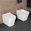 Inbagno Coppia Sanitari Filo Muro o filoparete Rimless, Bianco, Design squadrato moderno, Completo di Copriwater con Chiusura Soft-Close (Bianco Lucido)
