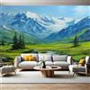 Generic Blu Fotomurale da Parete 250 x 175 cm Paesaggio di montagna innevata con erba verde Carta da parati TNT Murale 3D Moderna Poster Gigante Design Carta per Pareti Soggiorno Camera de Letto Sala Ufficio