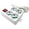 VR VETRINEINRETE Vetrineinrete® Multipresa schuko ciabatta elettrica a 4 posti polivalenti 10/16A con protezione da sovratensioni e interruttore on/off 250V max 2500 watt cavo 1,5 m con spina italiana A31