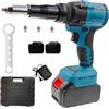 TANIASHOP Rivettatrice Elettrica con doppia Batteria 98V 6Ah 250Nm 0-2600/0-3200Giri/min Motore Brushless per Rivetti Ciechi Ø3,2-4,8mm Rivettatrice Portatile con Luce LED