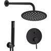 Inbagno Set Doccia Completo Serie York In Color Cromo Con Miscelatore E Deviatore In Acciaio Inox, Braccio 30 Cm, Soffione 25cm E Kit Con Doccino, Flessibile E Presa Acqua
