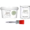 bianco Shabby CHALK PAINT Verde Salvia & FINITURA + PENNELLO - Pittura Shabby Chic EXTRA OPACA (2,5 Litri) + Finitura Trasparente Opaco (1 Litro) + 1 Pennello Pro 50 mm