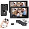 ANJIELO SMART Sistema videocitofonico a 2 fili dell'appartamento 1080P Camera 7 pollici Touch Monitor, kit videocitofono WiFi per la casa, rilevamento del movimento (1 nero Campanello + 2 nero Monitor)