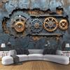 DACRWEKZ Carta Da Parati Fotografica Stile industriale retrò Parete metallica - blu-grigio - Carta per Pareti Soggiorno Camera Da Letto Sala Fotomurali In seta (250x175cm)