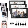ANJIELO SMART Sistema citofonico dell'appartamento del videocitofono cablato,monitor a 10 pollici di tocco,campanello della macchina fotografica 1080P,5 in 1 sblocco per la villa domestica (2 Campanello +3 Monitor)