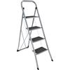 Home Vida Scala pieghevole a 4 gradini, in acciaio resistente, con gradini antiscivolo e larghi, meccanismo pieghevole, carico massimo 150 kg, per casa, cucina, fai da te, giardino, colore grigio