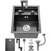 Ribanedy Nero lavello cucina 1 vasca nascosto, 35x45cm, acciaio inox sottopiano Bar/lavandino camper per Campeggio e Spazi Piccoli