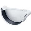 INEFA Testata per grondaia, semicircolare, in PVC 150mm, destra, bianco accessori per grondaie pvc, montaggio facile a innesto, Made in Germany