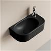 EMKE Lavabo Sospeso 400 x 215 x 120 mm - Lavabo Compatto ed Elegante per Piccoli Bagni e WC Ospiti - Rubinetto a Destra, Installazione a Parete, Nero Opaco