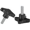 M METERXITY 2-Pz Manopole a Stella Serraggio, Vite Serraggio a Mano M10x30mm Filettatura Maschio per Macchinari/Elettronica/Mobili/Base Ombrello, Sostituzione Maniglia Macchina [60mm, Nero]