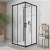 Parama Box doccia cromato 3 lati 70x100x70 cm con doppio scorrevole h190 cm e Vetro Temperato Trasparente 6 MM Profili Nero Opaco Modello Tremiti