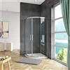 Mato Box Doccia Semicircolare alto 185 cm Porta Scorrevole 90x90 cm Vetro Temperato 5 mm Trasparente Telai In Alluminio cromo lucidi