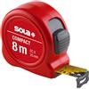SOLA COMPACT - Metro a nastro 8 m/25 mm - Metro tascabile con clip per cintura - Nastro in acciaio laccato giallo con scala mm - Classe di precisione II - Metro con gancio terminale mobile - Lunghezza