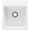 PRIMAGRAN Lavello da Cucina Bianco 38x44cm, Lavandino in Granito a 1 vasca + Sifone Classico, Lavabo da Cucina Incasso al Mobile 40cm - Riga Easy S002
