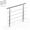Fiqops Corrimano in acciaio inox, Ringhiera per scale esterni e interni 150 cm con 4 barre trasversali Ø 42 mm regolabile ad angolo per scale, giardino, ingresso casa, parapetto