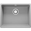 PRIMAGRAN Lavello sottotop Grigio 56x44cm, Lavandino in Granito a 1 vasca + Sifone Classico, Lavabo da Cucina al Mobile 60cm - Venezia Easy S065