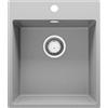 PRIMAGRAN Lavello da Cucina Grigio 43x50cm, Lavandino in Granito a 1 vasca + Sifone Classico, Lavabo da Cucina Incasso al Mobile 45cm - Riga S129