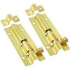 Coufce Confezione da 2 chiavistelli a barilotto da 7,6 cm, color oro, per porte scorrevoli, chiavistelli senza chiave, per finitura galvanica, recinzione, capannone, cantina