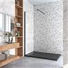 GENERIC 120x200 cm Box Doccia Walk In Parete Fissa in Vetro Temperato da 10 mm Trasparente Anticalcare con Barra Stabilizzatrice 70-120 cm Nero Opaco