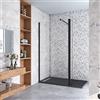 GENERIC Walk in Doccia 140x200cm Due Pareti (110+30) cm Vetro 8 mm Temperato Trasparente Anticalcare Barra Stabilizzatrice 70-120 cm Nero Opaco