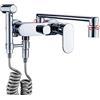 XJTNLB Miscelatore Rubinetto Cucina a Muro con Doccetta Estraibile Bagliore Miscelatore Lavello Cucina Girevole a 360° Rubinetto Miscelatore Rubinetti da Muro-Chrome-Spread._25 Cm.