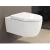 SSWW WC sospeso corto senza brida in ceramica bianca con rivestimento nano effetto loto, vaso compatto con sedile rimovibile e chiusura rallentata, ideale per bagni piccoli