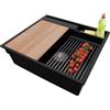 PRIMAGRAN Lavello da Cucina Nero 58x53cm, Lavandino in Granito a 1 vasca + Sifone Classico, Lavabo da Cucina Incasso al Mobile 60cm - Oslo Pocket S275