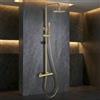 NOLUXA IMEX - Colonna Doccia Termostatica Oro con Rubinetto | Set Doccia con Soffione Anticalcare Effetto Pioggia | Rubinetteria in Ottone e Acciaio Inox S.304 con Asta Estensibile Dorata | Serie Genova
