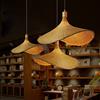 COCOL E27 Lampadario Tessuto Bamboo Plafoniera Della LED Retro Legno Luci Appeso Paralume Aspettato Lampada in Rattan Lampada A Sospensione Camera Letto Soggiorno Cucina Caffè Luci Decorative,70cm