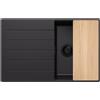 PRIMAGRAN Lavello da Cucina Tutto Nero 78x50cm, Lavandino in Granito a 1 vasca + Set di accessori, Lavabo da Cucina Incasso al Mobile 45cm - Copenhagen Top S345