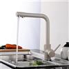 Generico Rubinetto da Cucina Miscelatore Cucina Lavello Beccuccio Girevole con Filtro A 3 Vie con 2 Maniglie in Ottone Beige